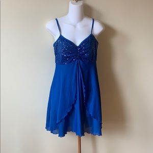 Royal Blue Sequinned Dance Performance Dress